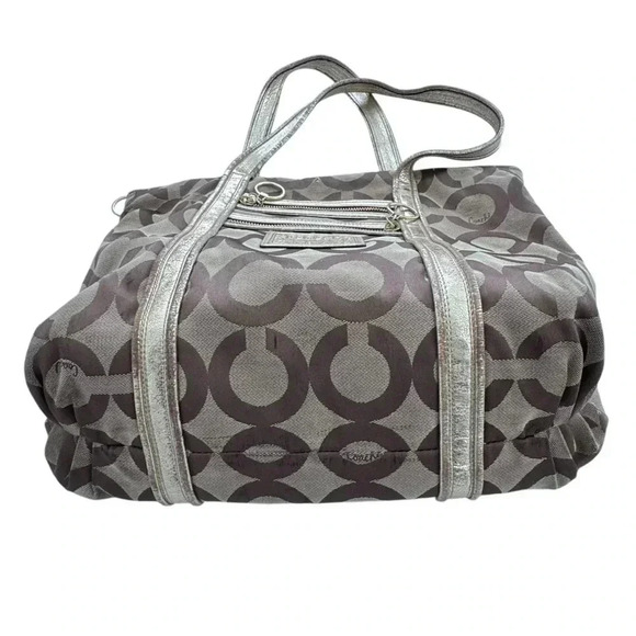 Vintage Coach Poppy Op Art Glam Tote Bag Shoulder Bag Brown *preowned - Picture 5 of 16